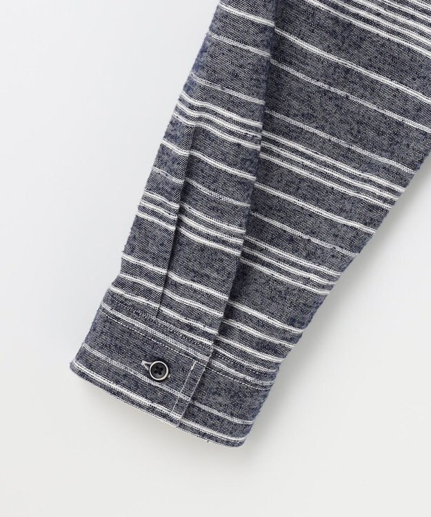 JOSEPH ABBOUD MOUNTAIN 【SPACE／UNISEX】OGスラブシャンブレーマルチボーダー シャツ サックスブルー系1