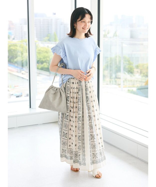 CRAFT STANDARD BOUTIQUE 袖ギャザーフレアプルオーバー Sax