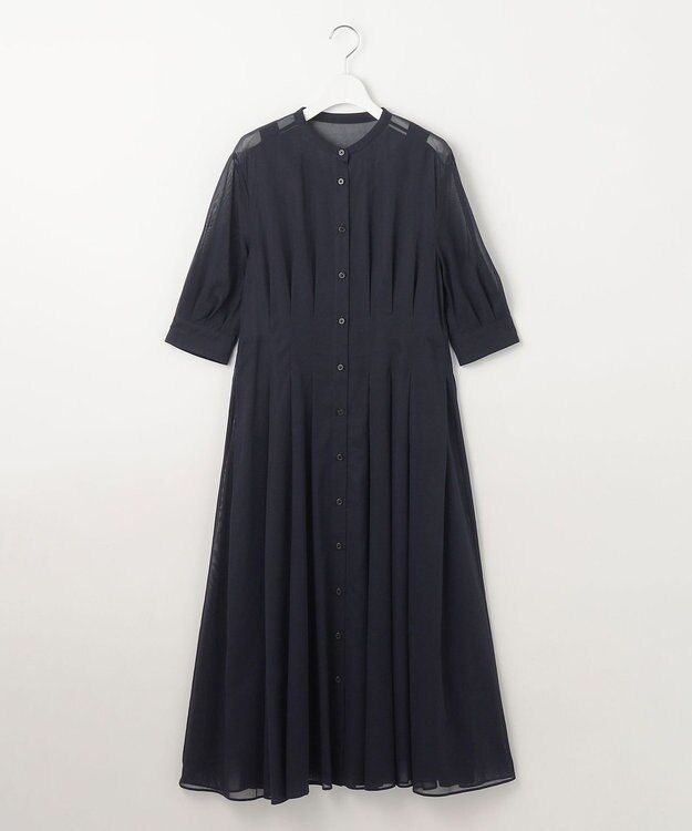 自由区 S 【洗える】シアー ドレス ネイビー