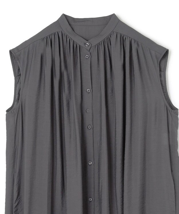 UNFILO ヴィンテージシアー ギャザーワンピース チャコール