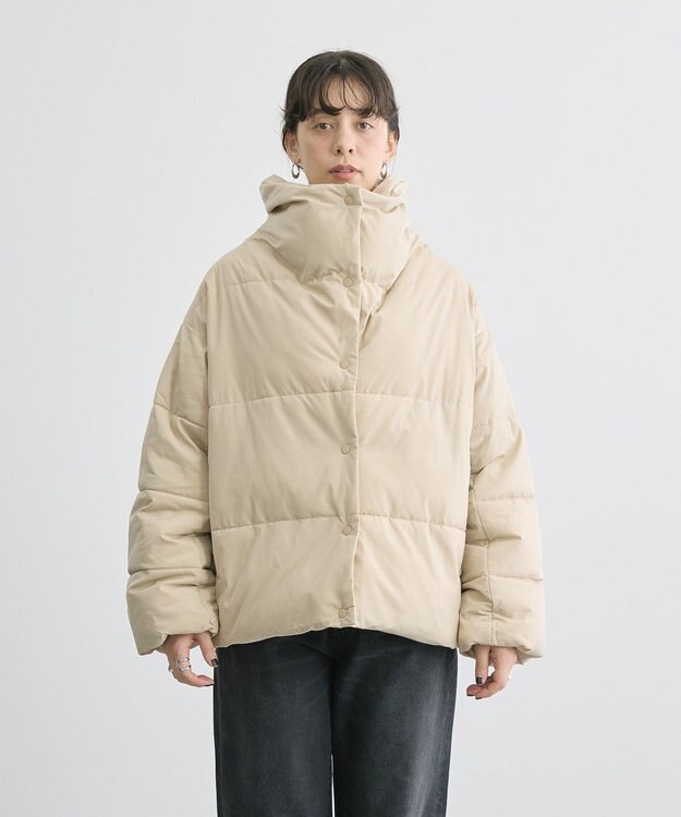 AMERICAN HOLIC リサイクル軽ポカ撥水加工スタンドショートコート Light Beige