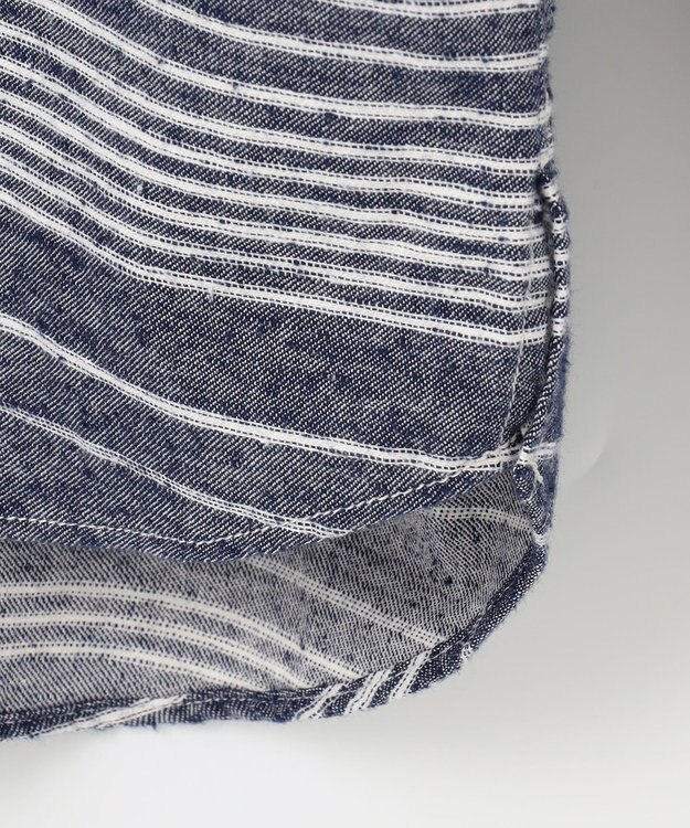 JOSEPH ABBOUD MOUNTAIN 【SPACE／UNISEX】OGスラブシャンブレーマルチボーダー シャツ サックスブルー系1