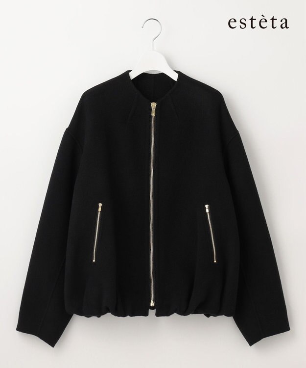 23区 【エステータ】ブラッシュドラムズウール ブルゾン ブラック系