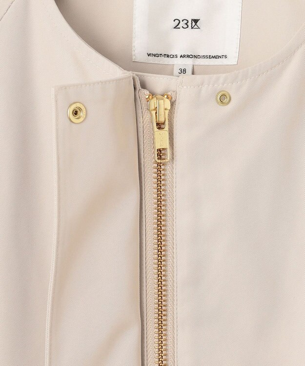 23区 【撥水加工】ライトツイル ノーカラーコート ベージュ系