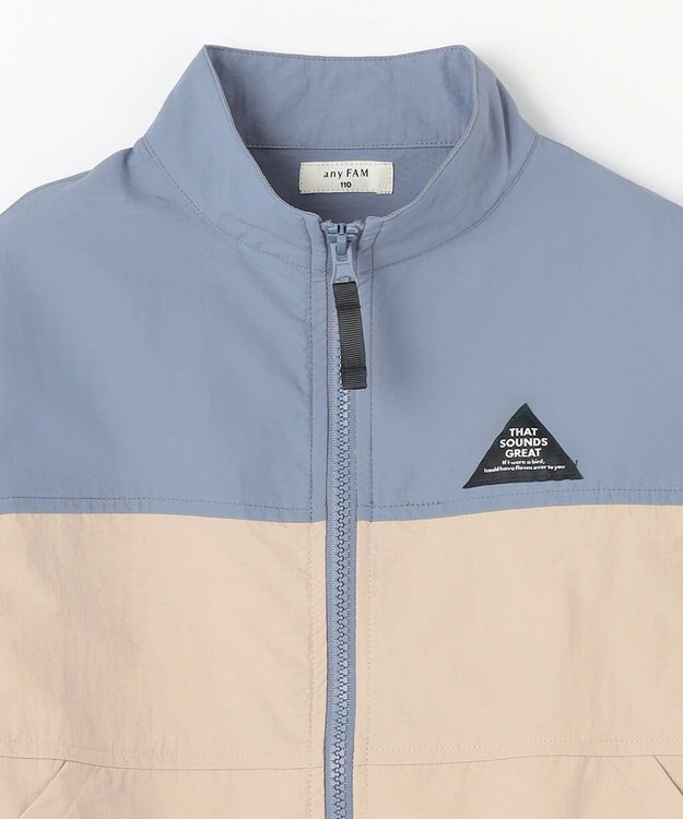 ANY KIDS スタンドカラー ウインドブレーカー ブルー×グレー