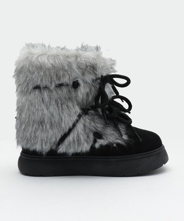 WEGO ボリュームファーレースアップFムートンブーツ ブラック