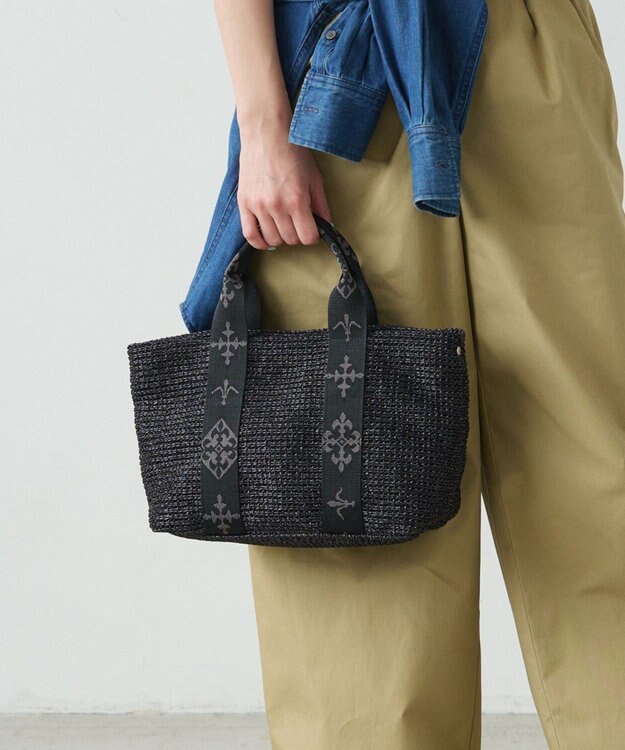 russet ナイロンラフィアデイリーミニトートバッグ(CE-1712) Black