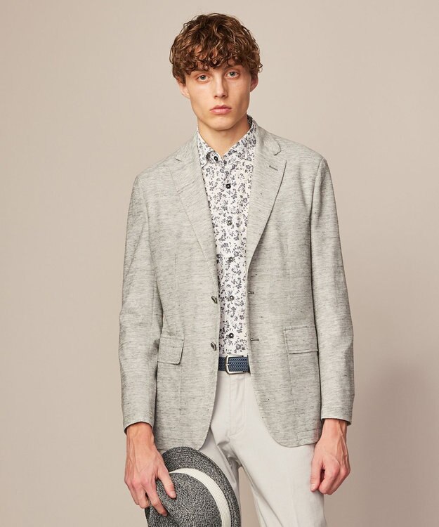 JOSEPH ABBOUD 【清涼感/軽量】リネンTOPピケ ジャケット ライトグレー系