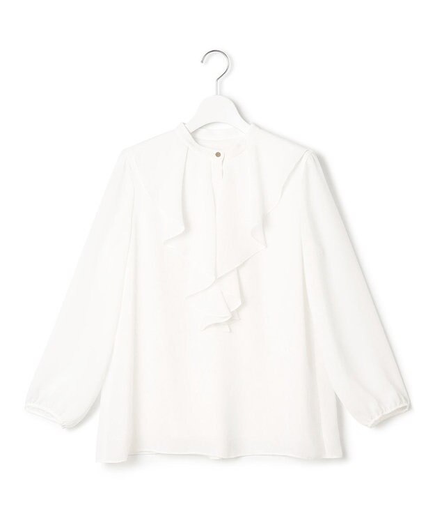 23区 S 【洗える】ジョーゼットフリル ブラウス ホワイト系