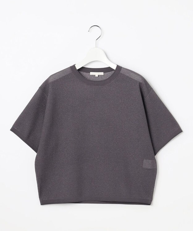 自由区 シアーメッシュニット Tシャツ グレー