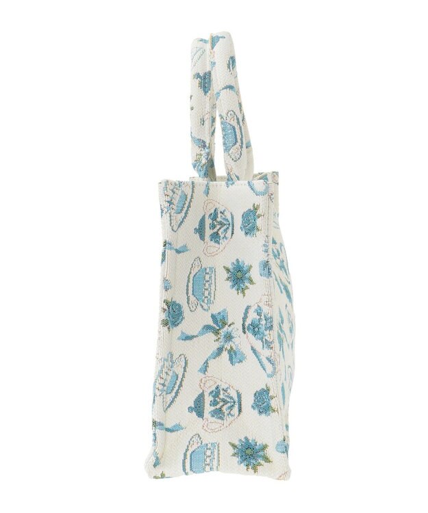 Maison de FLEUR ティーカップ柄ゴブランスクエアトートバッグ Off White