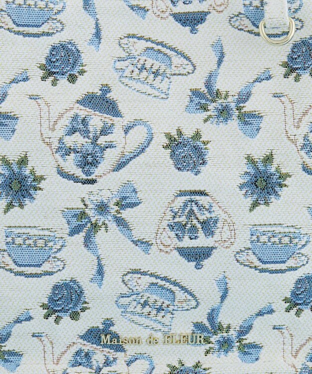 Maison de FLEUR ティーカップ柄ゴブランスクエアトートバッグ Off White