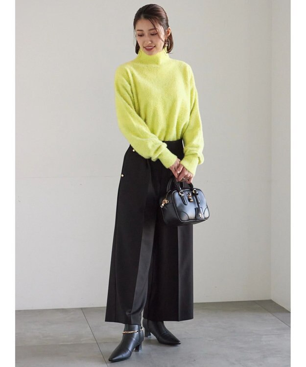 Te chichi ツイーディーワイドクロップトパンツ ブラック