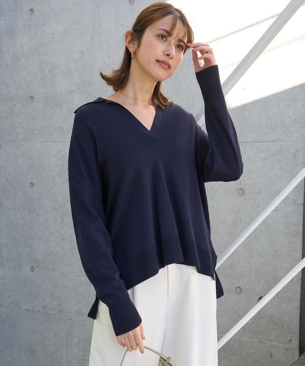 UNFILO L マイビューティ スキッパーニット ネイビー