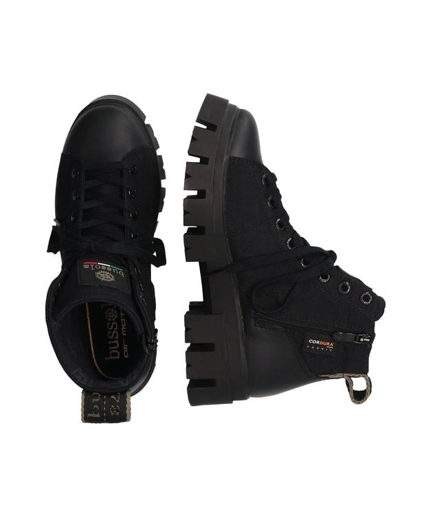 INTER-CHAUSSURES 【BUSSOLA】コーデュラナイロン防水ショートブーツ ブラック雑材