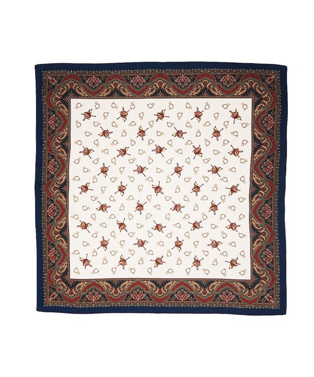 Marca 【伝統横濱スカーフ】ホルン  小判 シルクツイル スカーフ ネイビー