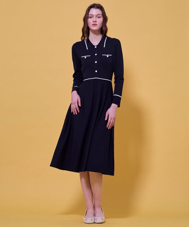 TOCCA BI-COLOR KNIT DRESS ニットドレス ネイビー系