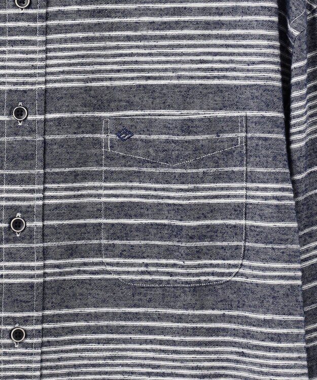 JOSEPH ABBOUD MOUNTAIN 【SPACE／UNISEX】OGスラブシャンブレーマルチボーダー シャツ サックスブルー系1