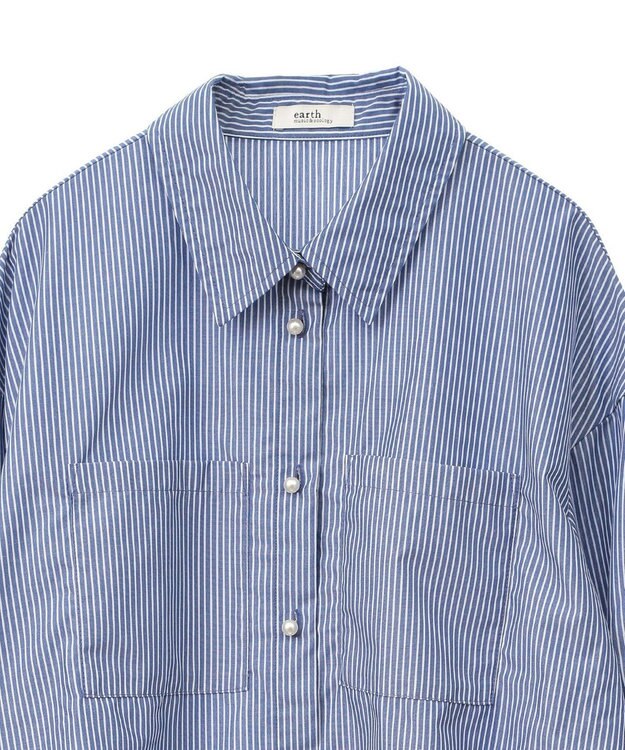 earth music&ecology オーバーフレアシャツ Stripe