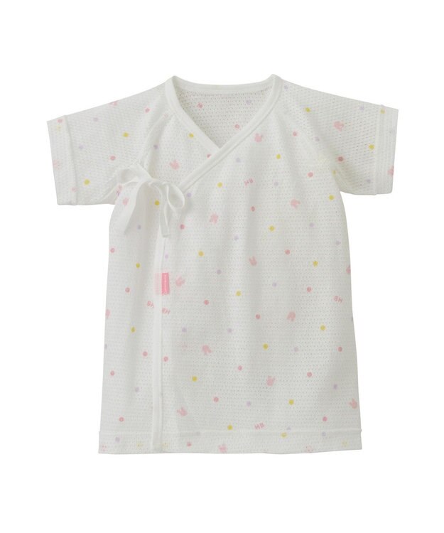 MIKI HOUSE HOT BISCUITS 【50-60cm】 メッシュ素材 総柄短肌着 ピンク