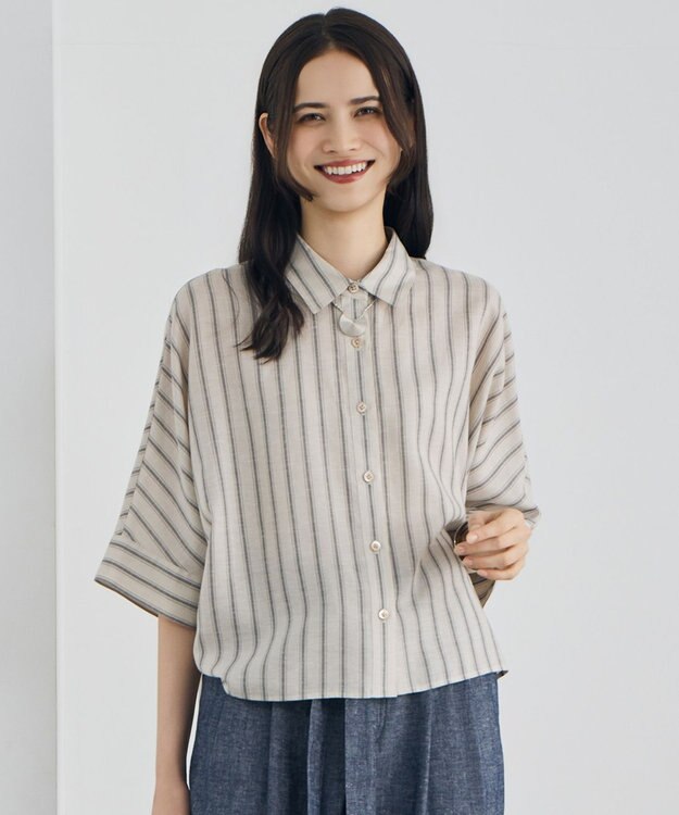 自由区 L 【カタログ掲載】ナチュラルリネン シャツ フラックス×バートン