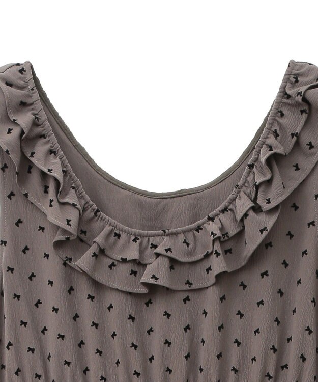 Green Parks ■ＥＳＣＡＲ　リボンｐｔフリルネックワンピース Gray Beige