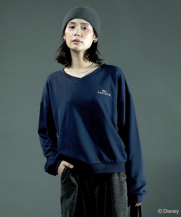 Green Parks ＦＡＮＴＡＳＩＡ／Ｖネックバッグプリントスウェット Navy