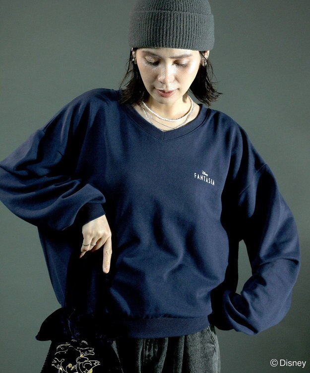 Green Parks ＦＡＮＴＡＳＩＡ／Ｖネックバッグプリントスウェット Navy