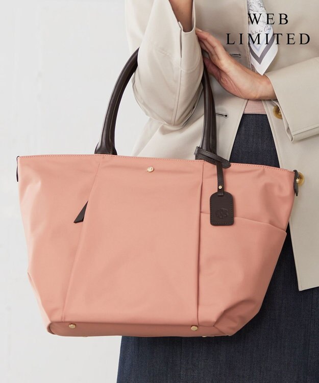 J.PRESS LADIES 【WEB限定カラーあり・A4サイズ収納可】 ナイロン トート バッグ ピンク系