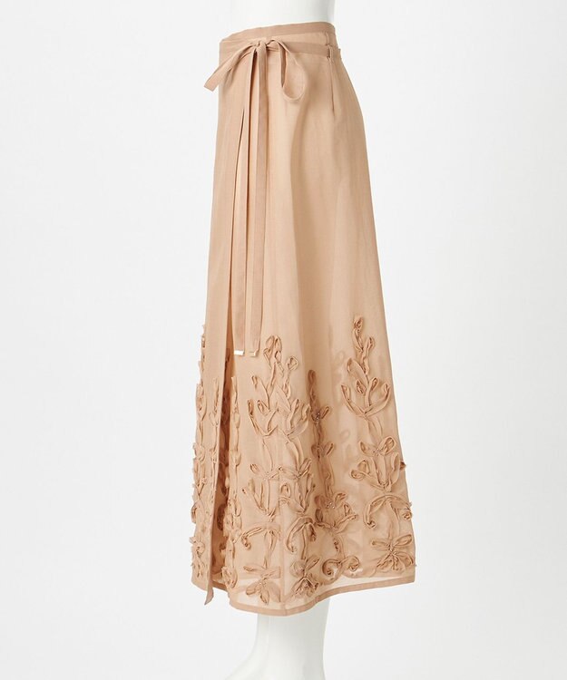 23区 【GOLD LABEL】コットンオーガンジー 刺繍 ラップスカート ベージュ系