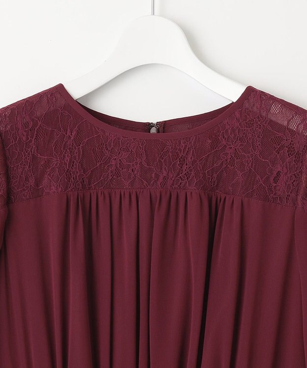 自由区 【WEB限定】シフォンレースコンビネーション ドレス ワイン系