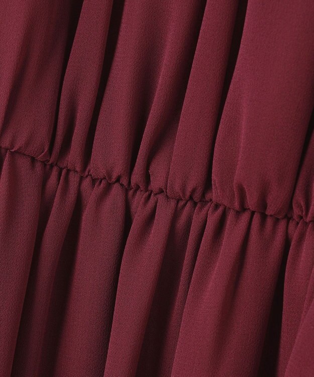 自由区 【WEB限定】シフォンレースコンビネーション ドレス ワイン系