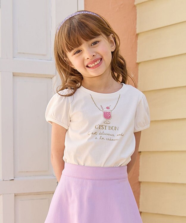 ANY KIDS 【WEB限定】7days プリント 半袖 Tシャツ オフホワイト×ネックレス