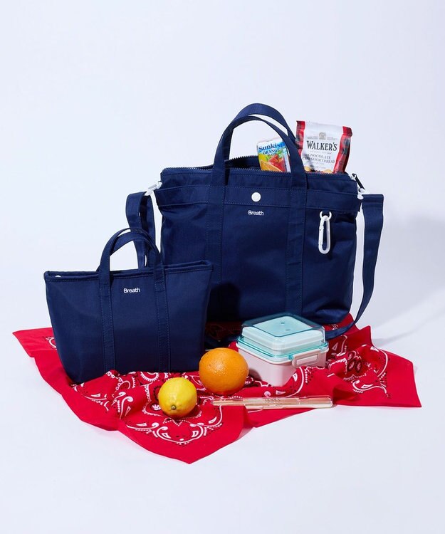 TOPKAPI 【Breath TOPKAPI】CHILLGO 保冷バッグ付き ショルダー付き ナイロン トートバッグ M / 撥水 ネイビー