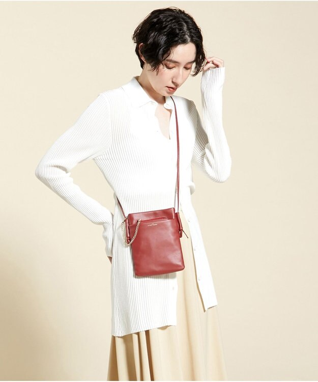 LA BAGAGERIE ミニ財布付き サイドノットショルダー レッド