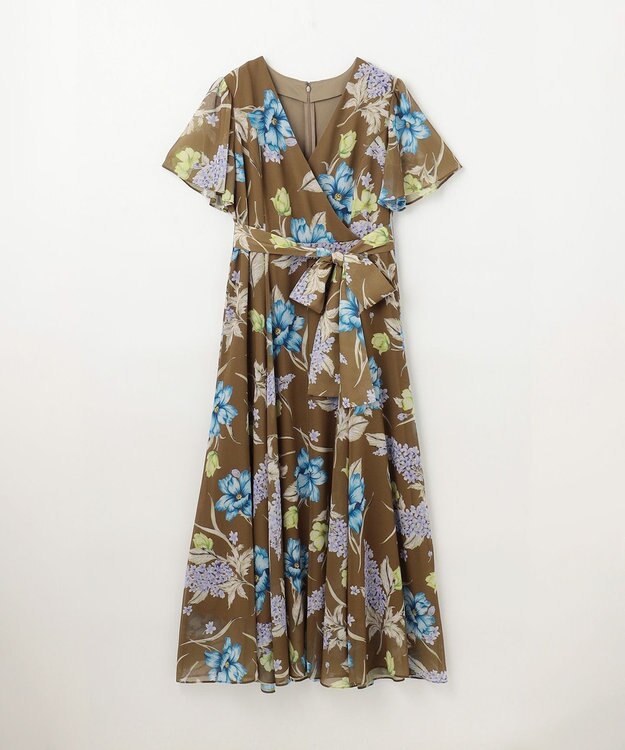 GRACE CONTINENTAL ミモザプリントワンピース ブラウン