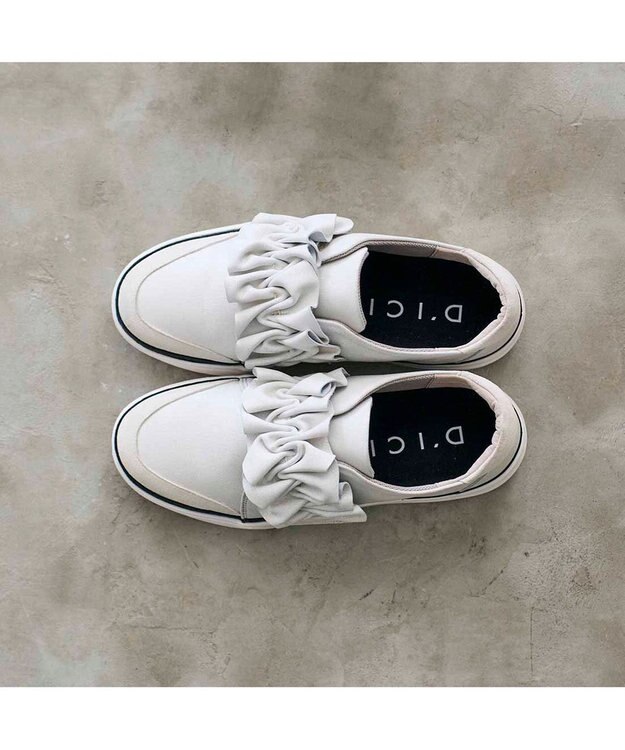 MODE ET JACOMO <D'ICI>フリルベルクロスニーカー ホワイト