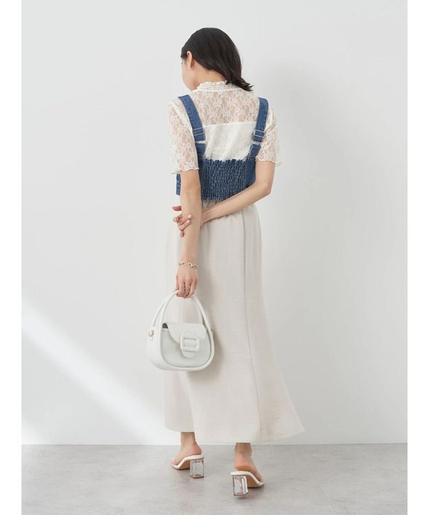 earth music&ecology レースドッキング半袖プルオーバー Ivory