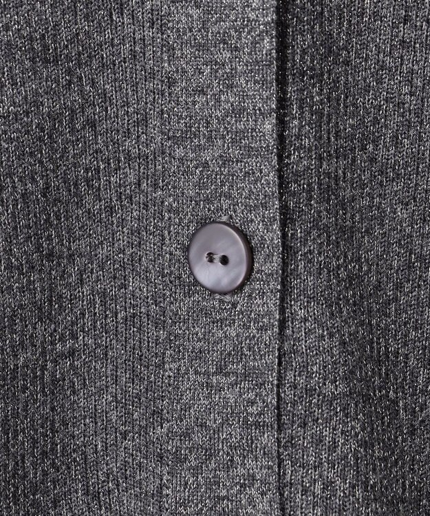 ICB L 【洗える】 エクストラファインメリノリブ Vネックカーディガン グレーラメ系