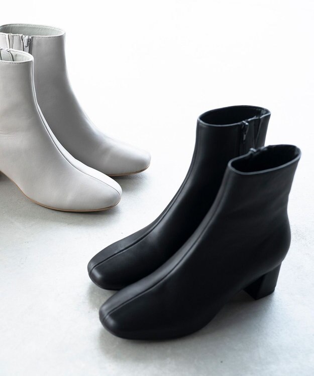 自由区 レザーショートブーツ ブラック系