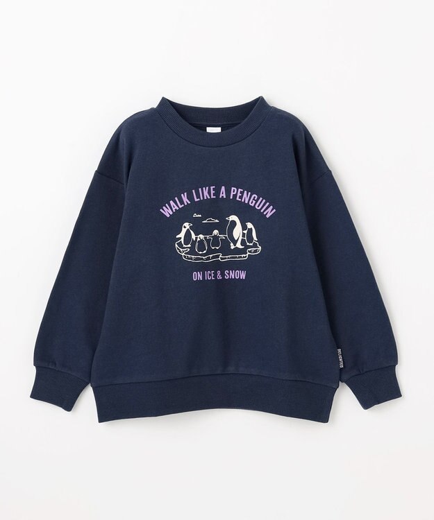 ANY KIDS アニマルプリント 裏毛トレーナー ネイビー