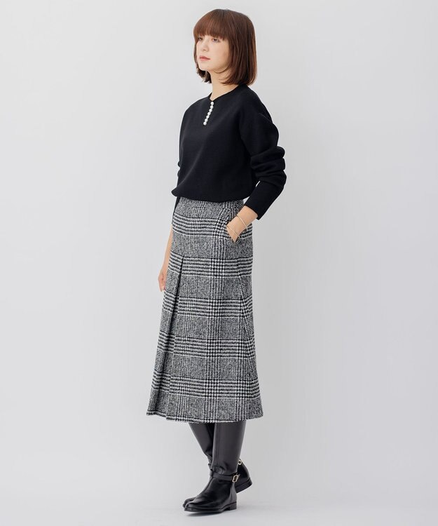 23区 ウールブレンド ラインパール プルオーバー ブラック系