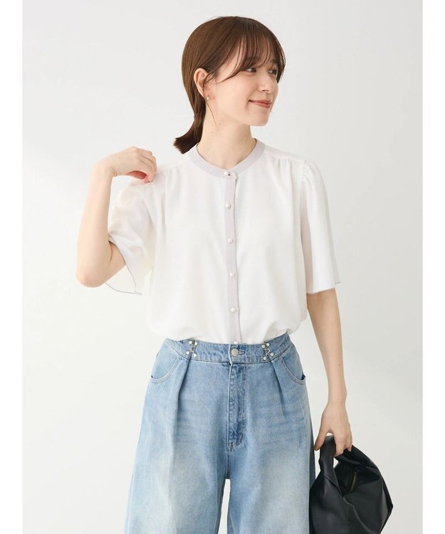 Green Parks ・ＥＬＥＮＣＡＲＥ　ＤＵＥ　バイカラーブラウス Off White