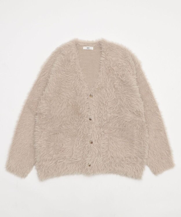 WEGO 【2025秋冬新作/ユニセックス着用ITEM/SMLサイズ展開】フェザーニットカーディガン ホワイト