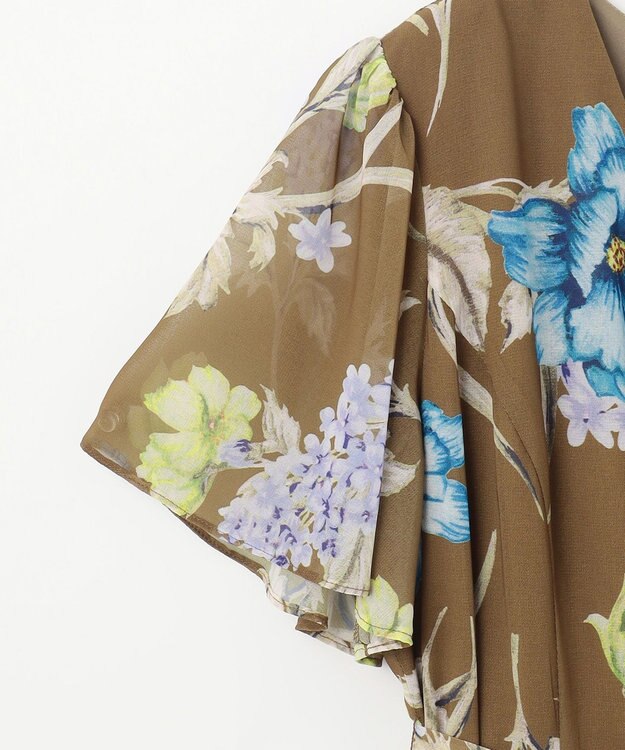 GRACE CONTINENTAL ミモザプリントワンピース ブラウン