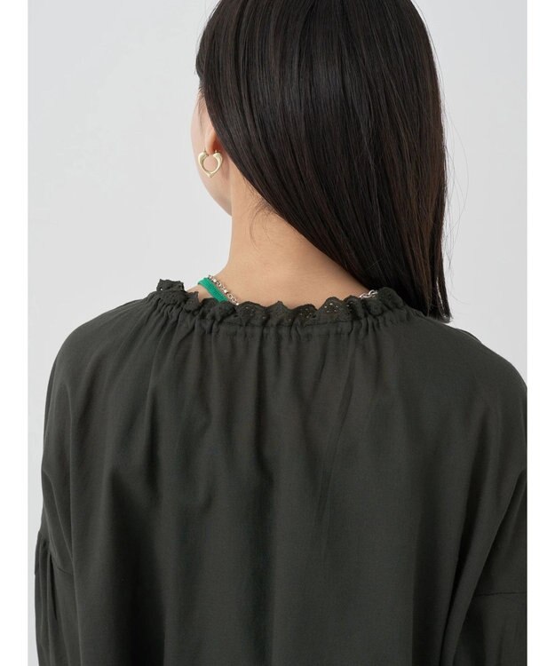 earth music&ecology ギャザーショートブラウス Black