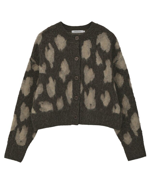 AMERICAN HOLIC レオパード柄ニットカーディガン Brown