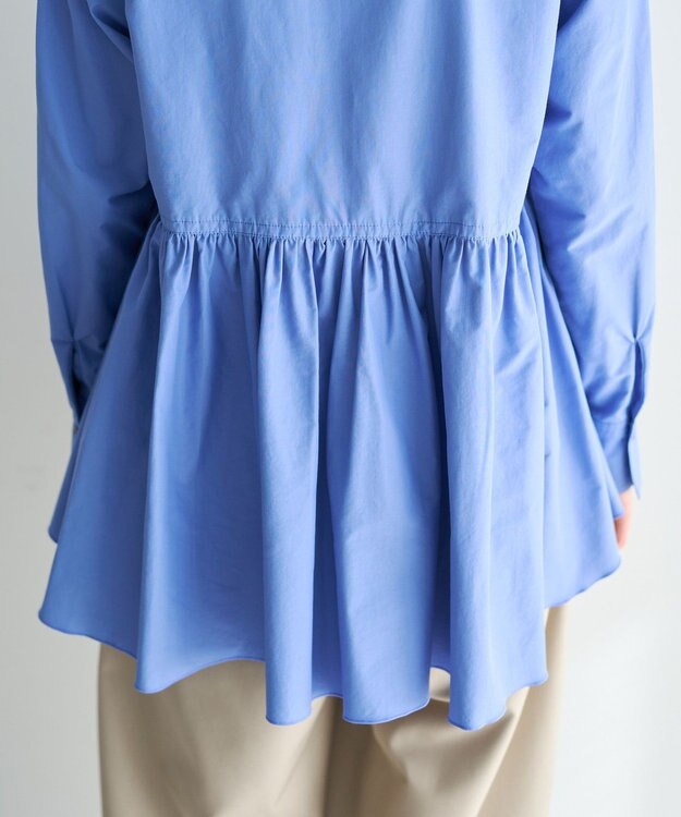YECCA VECCA ペプラムギャザーシャツ Blue