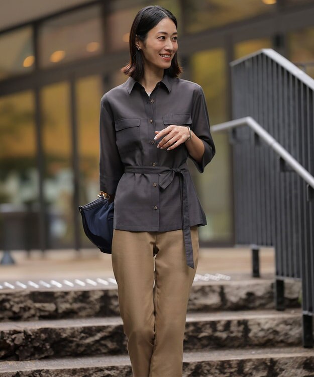 J.PRESS LADIES リネンシアースラブ シャツ ブラウス スレートブラウン系
