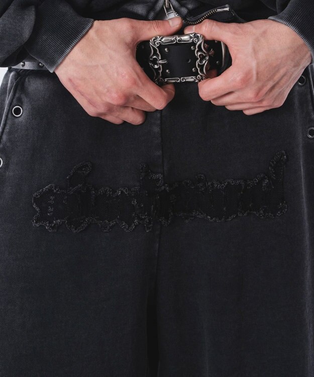 WEGO 【ウエストゴム/ユニセックス着用ITEM】ブリーチハトメスウェットパンツ ブラックその他